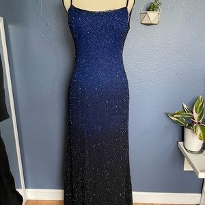 Never worn - Silk Beaded black/blue maxi dress - petite medium